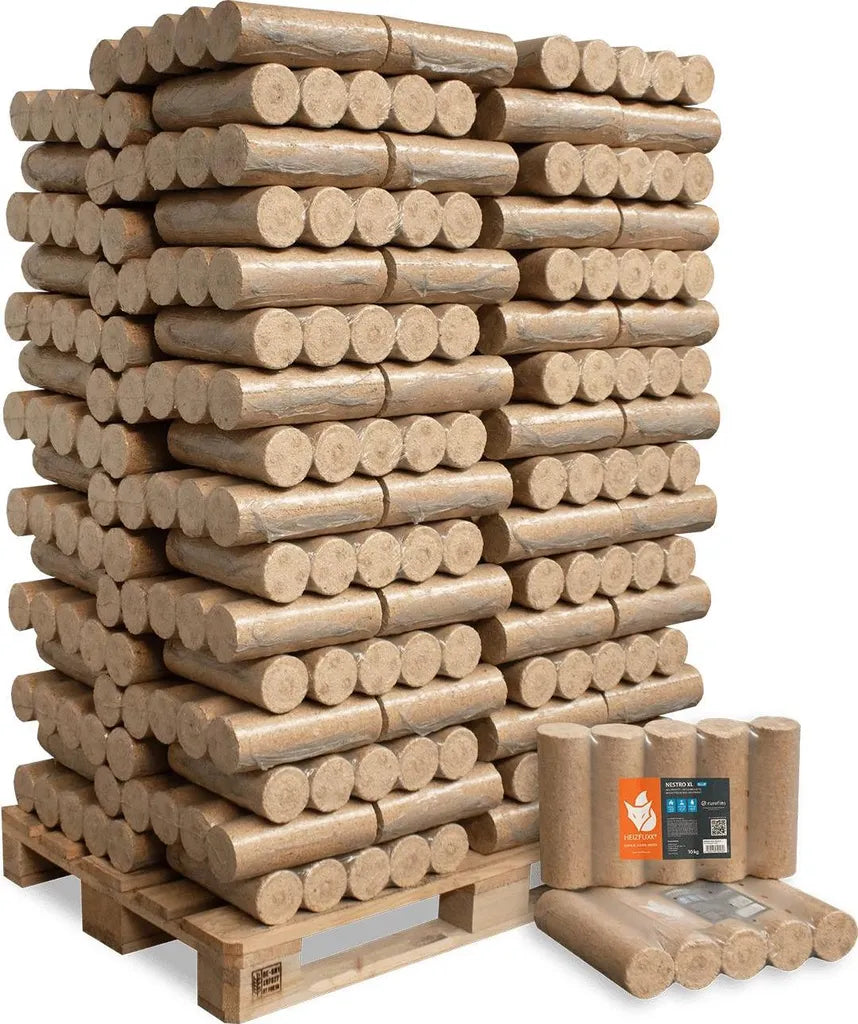 Heizfuxx Nestro XL Blue Weichholzbriketts 960 kg Palette – 96 x 10 kg Nadelholz