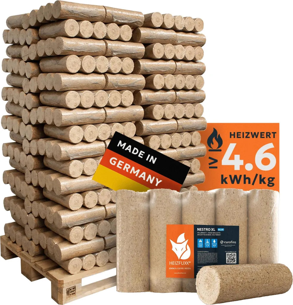 Heizfuxx Nestro XL Blue Weichholzbriketts 960 kg Palette – 96 x 10 kg Nadelholz
